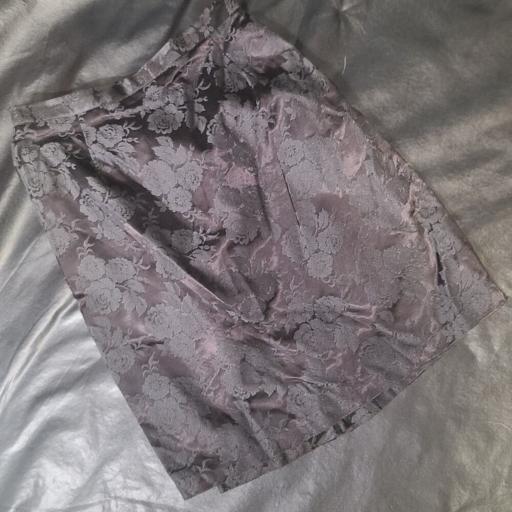 UnBranded vintage 90s black floral brocade pencil skirt size 9/10